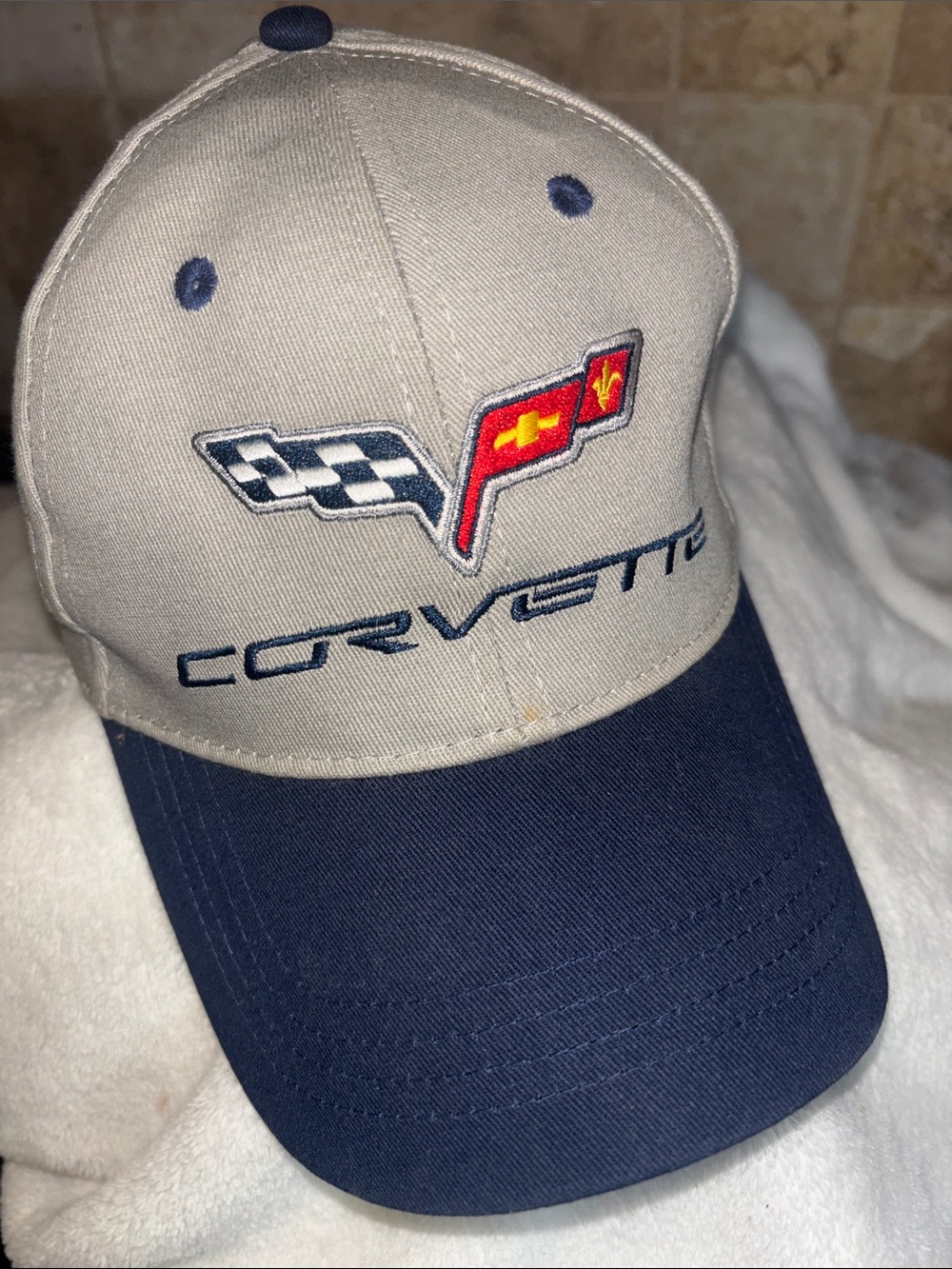 Chevy GM Corvette Hat Cap Open Road Black Gray Race Embroidery on Front One Size
